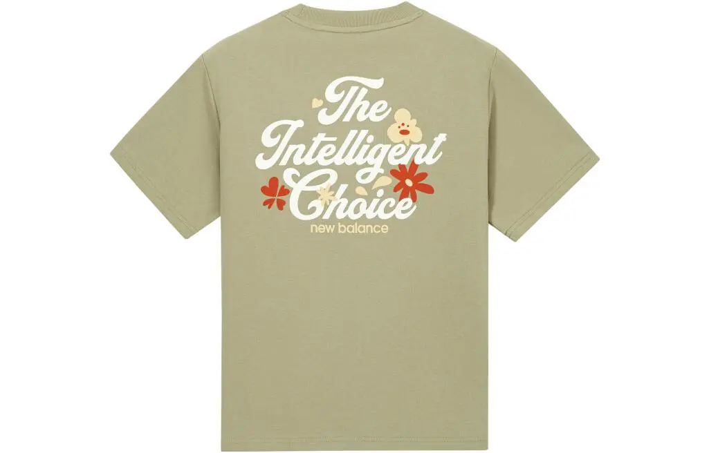New Balance T-Shirts Women's Olive Green Crew Neck Moderate Straight Fit