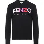 KENZO Letter Logo Knitwear Women's Black Crew Neck Moderate Base Layer