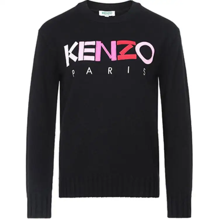KENZO Letter Logo Knitwear Women's Black Crew Neck Moderate Base Layer