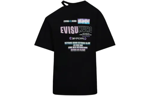 EVISU T Shirts Women's Black Crew Neck Moderate Straight Fit