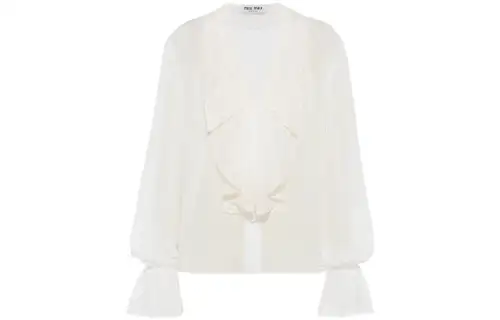 MIU MIU Shirts Women's White V Neck Moderate Other