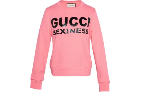 GUCCI Sweatshirts Women's Pink Crew Neck Moderate Regular