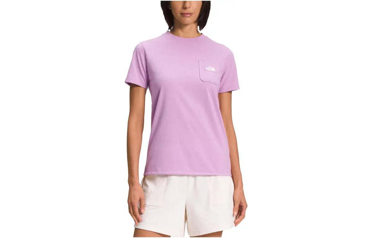 THE NORTH FACE T-Shirts Women's Purple Crew Neck Moderate Straight Fit