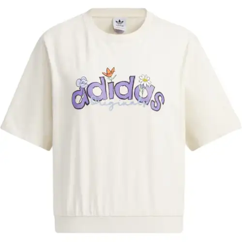 Adidas Originals T Shirts Women's Beige Crew Neck Moderate Straight Fit
