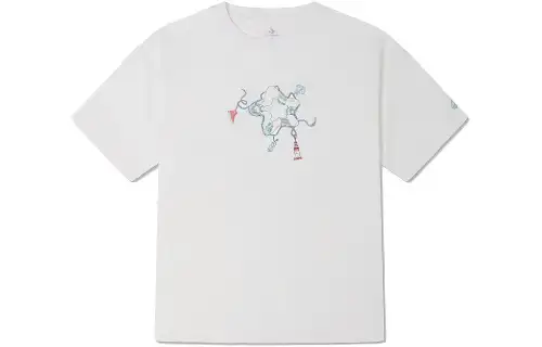 Converse T Shirts Women's White Crew Neck Moderate Straight Fit