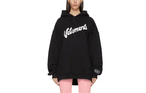 Vetements Sweatshirts Women's Black Hooded Moderate Regular