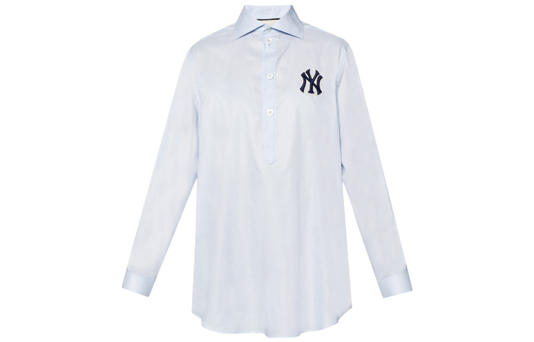 GUCCI X MLB Polo Shirts Women's Blue Pointed Collar Moderate Other