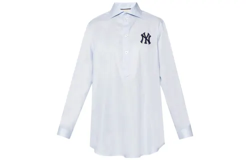 GUCCI X MLB Polo Shirts Women's Blue Pointed Collar Moderate Other