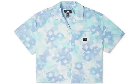 Converse Shirts Women's Blue Cuban Collar Moderate Other
