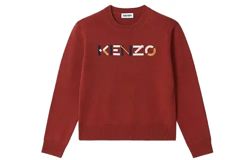 KENZO Letter Logo Knitwear Women's Red Crew Neck Moderate Base Layer