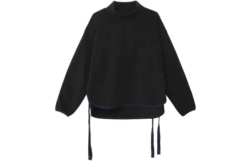 UNIQLO X White Mountaineering Women's Fleece Oversized Mock Neck Pullover Black