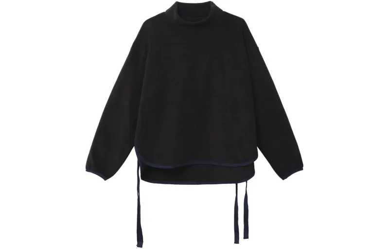 UNIQLO X White Mountaineering Women's Fleece Oversized Mock Neck Pullover Black