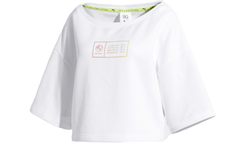 PUMA Sweatshirts Women's White Crew Neck Moderate Regular