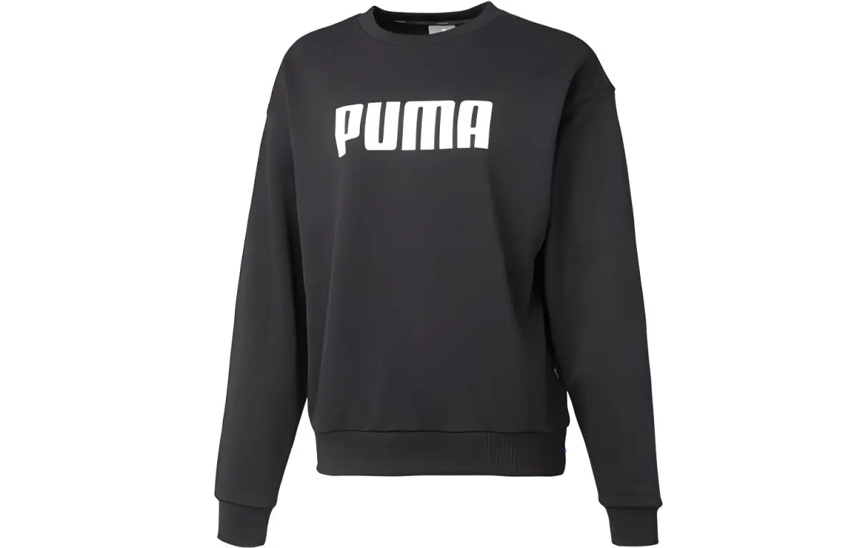 PUMA Sweatshirts Women's Black Crew Neck Moderate Regular