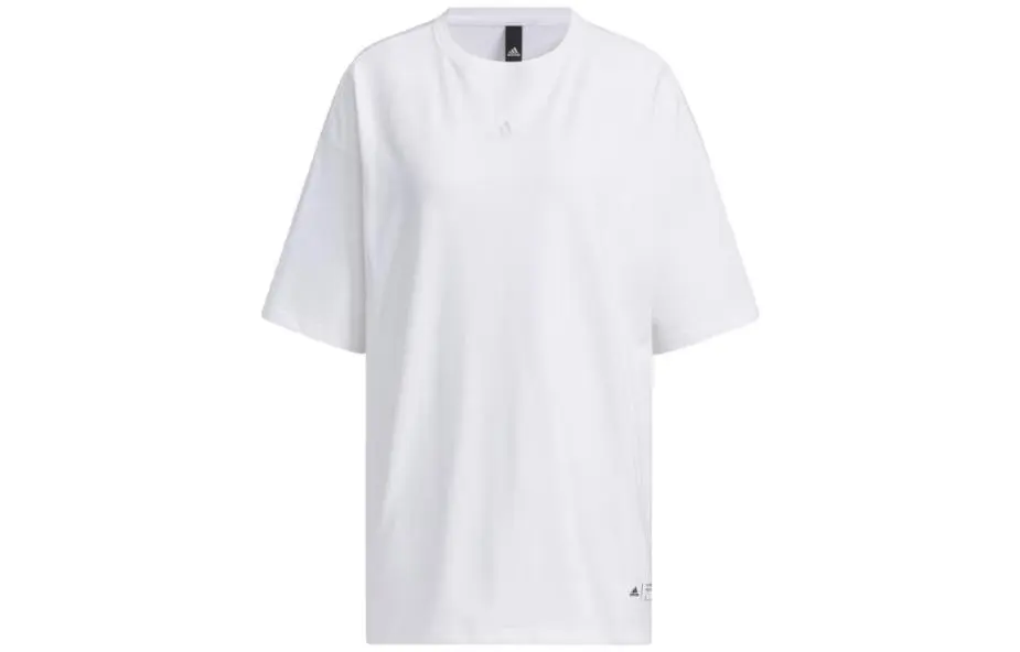 Adidas T-Shirts Women's White Crew Neck Moderate Straight Fit