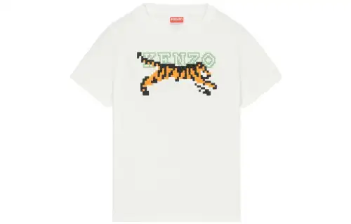 KENZO Tiger Motif Embroidered Crewneck T Shirt