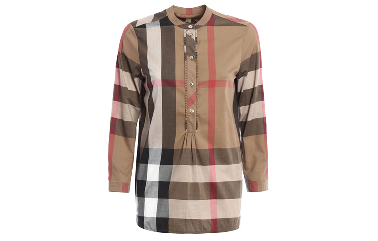 Женская рубашка Burberry в клетку (коричневая)