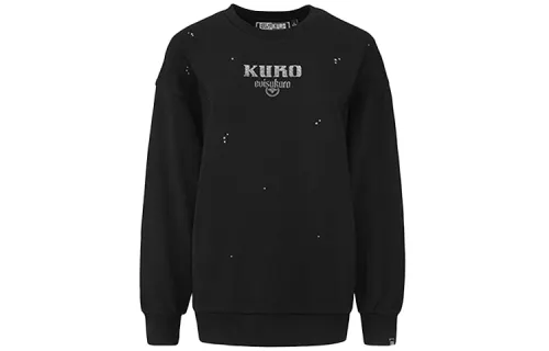 EVISU Sweatshirts Women's Black Crew Neck Moderate Regular