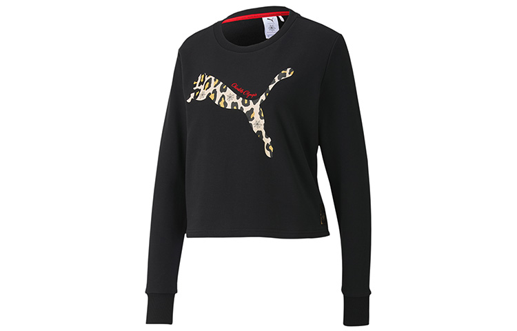 PUMA Sweatshirts Women's Black Crew Neck Moderate Regular