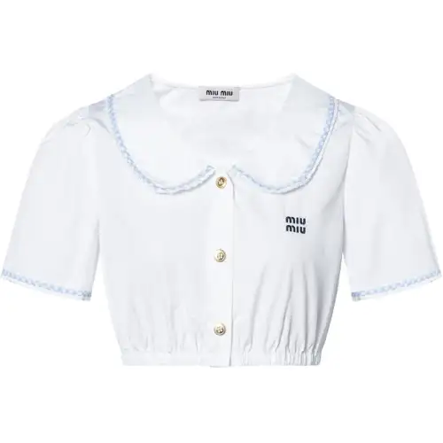 MIU MIU Shirts Women's White Peter Pan Collar Moderate