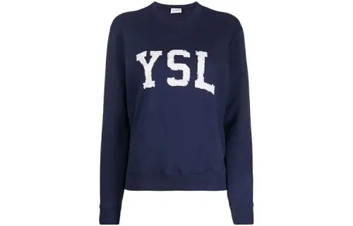 SAINT LAURENT Sweatshirts Women's Blue Crew Neck Moderate Regular