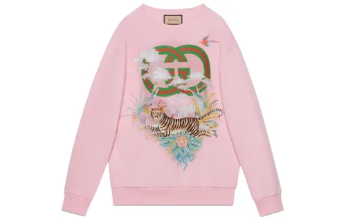 GUCCI Sweatshirts Women's Pink Crew Neck Moderate Regular