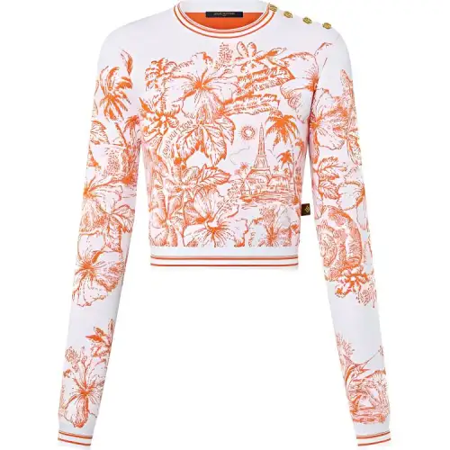 LOUIS VUITTON Tropical Floral Knit Cropped Pullover