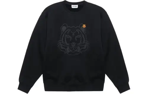 KENZO Classic Tiger Head Sweatshirts Women's Black Crew Neck Moderate Heavyweight