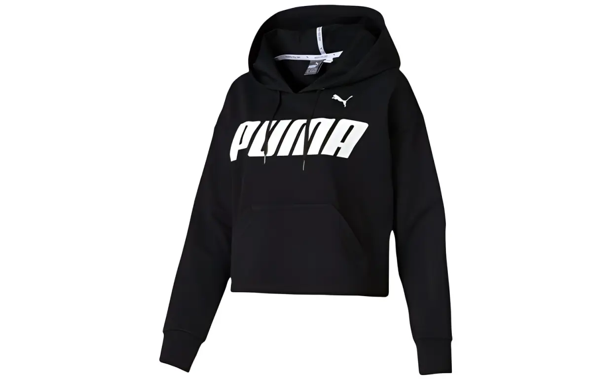 PUMA Sweatshirts Women's Black Hooded Moderate Regular