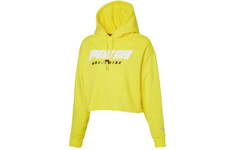 PUMA Sweatshirts Unisex Yellow Hooded Moderate Straight Fit