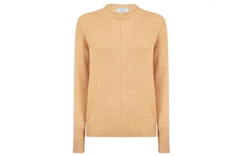PRADA Cashmere Sweaters Women's Camel Crew Neck Moderate