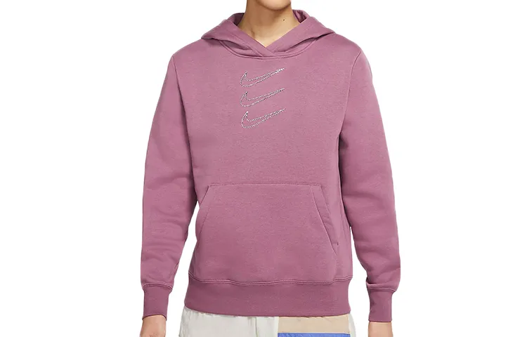 Nike Sweatshirts Women's Light Mulberry Red Hooded Moderate Regular