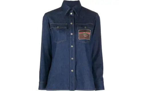 【Previous Season】logo-patch denim shirt