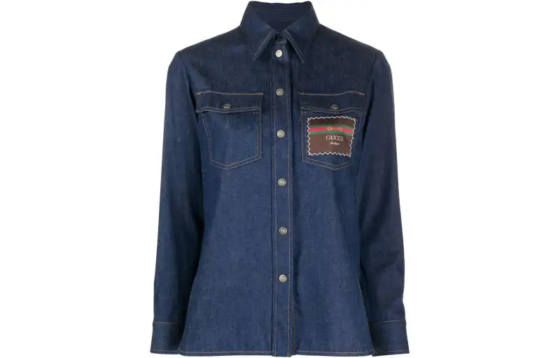 【Previous Season】logo-patch denim shirt