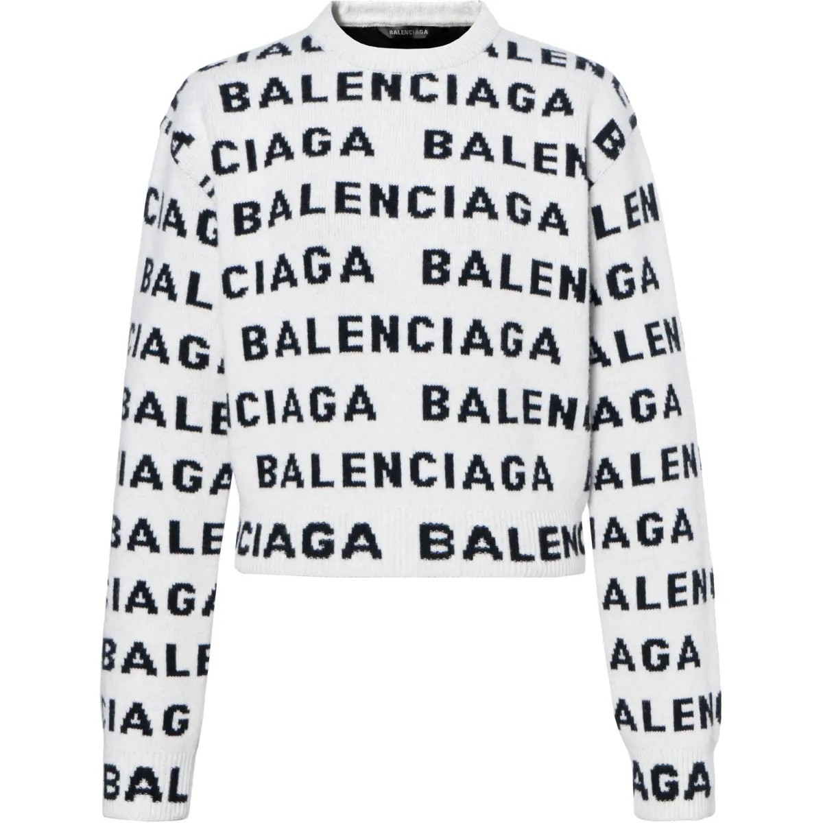 Balenciaga Logo Intarsia Knit Crewneck Jumper