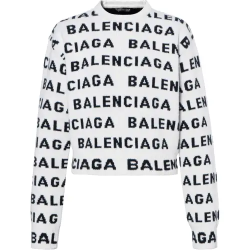 Balenciaga Logo Intarsia Knit Crewneck Jumper