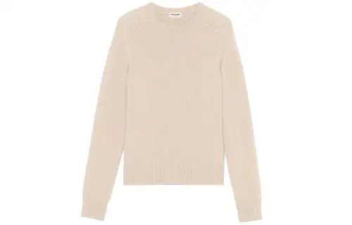 SAINT LAURENT FW21 Cashmere Sweater Women's Beige