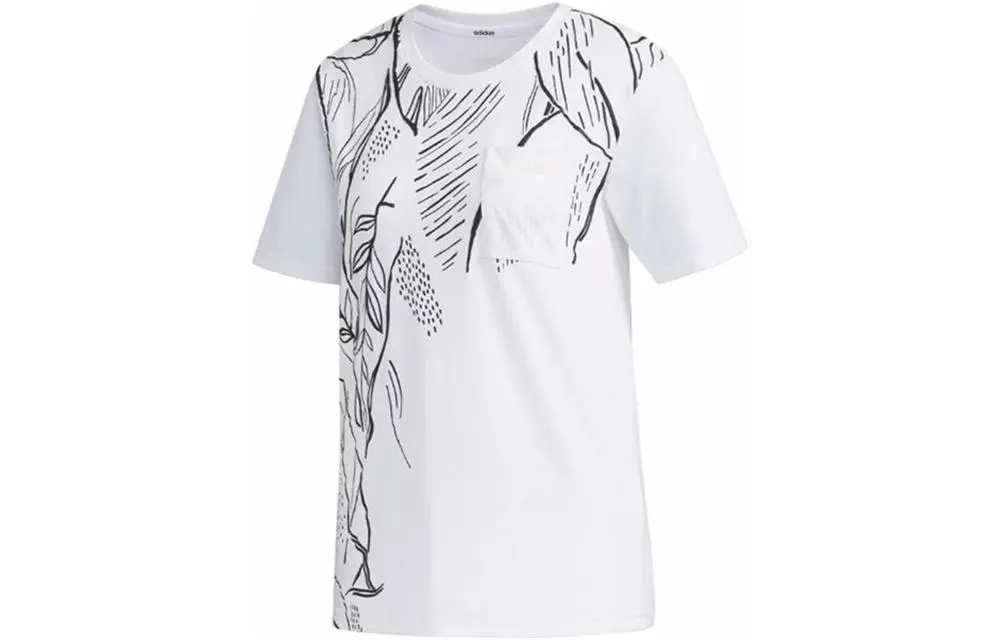 Adidas T-Shirts Women's White Crew Neck Moderate Straight Fit