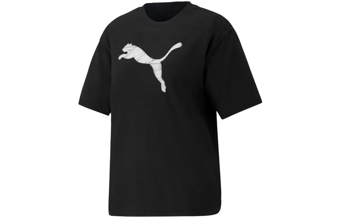PUMA T-Shirts Women's Black Crew Neck