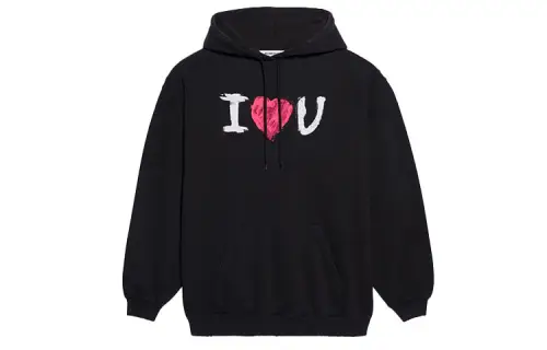 Balenciaga Sweatshirts Women's Black Hooded Moderate Heavyweight
