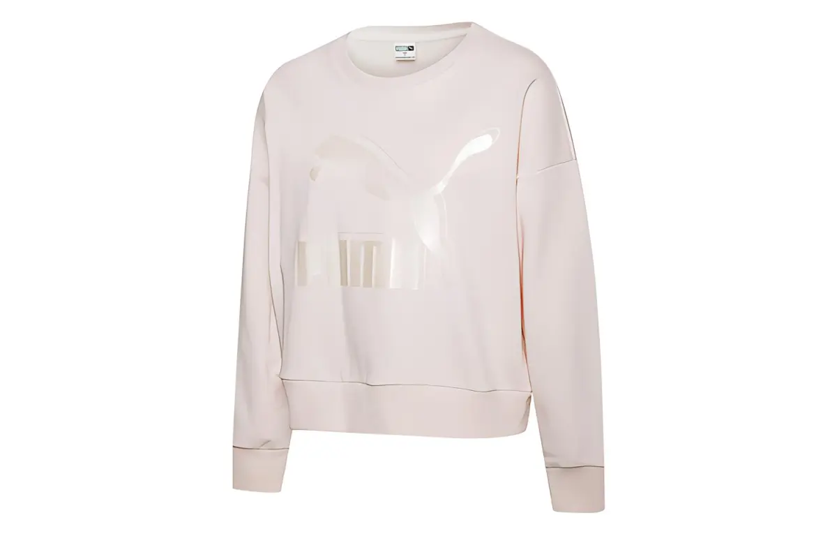 PUMA Sweatshirts Women's Pink Crew Neck Moderate Straight Fit