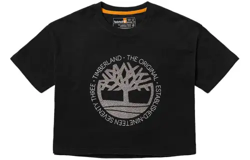 Timberland T Shirts Women's Black Crew Neck Moderate Straight Fit