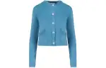 GUCCI Sweaters Women's Blue Crew Neck Moderate Cardigan