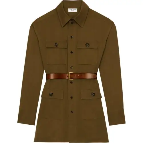 SAINT LAURENT Saharienne Buttoned Belted Shirt