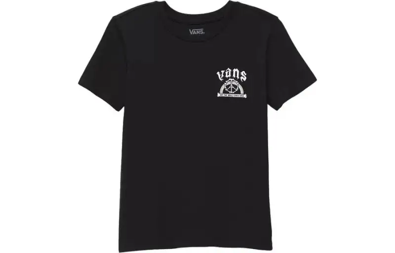 Vans T Shirts Women's Black Crew Neck Moderate Straight Fit