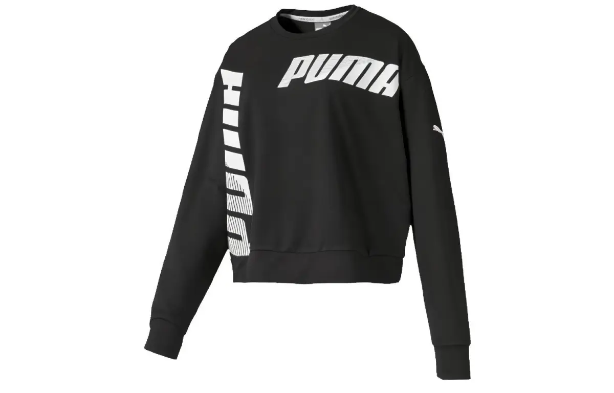 PUMA Sweatshirts Women's Black Crew Neck Moderate Straight Fit