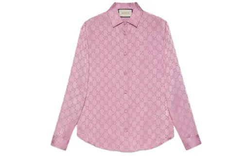 GUCCI Shirts Women's Pink V Neck Moderate Shirt