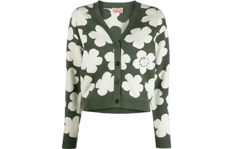 KENZO Knitwear Women's Green V Neck Moderate Other