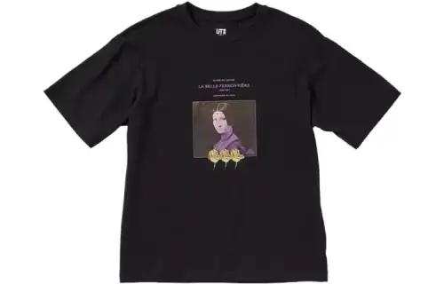 UNIQLO T Shirts Women's Black Crew Neck Moderate Straight Fit