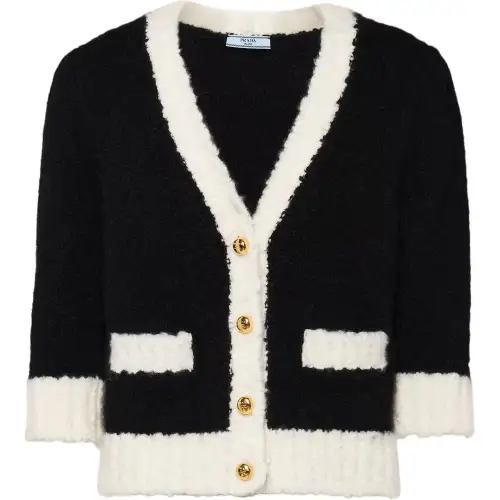 PRADA Contrast trim Cashmere silk Cardigan